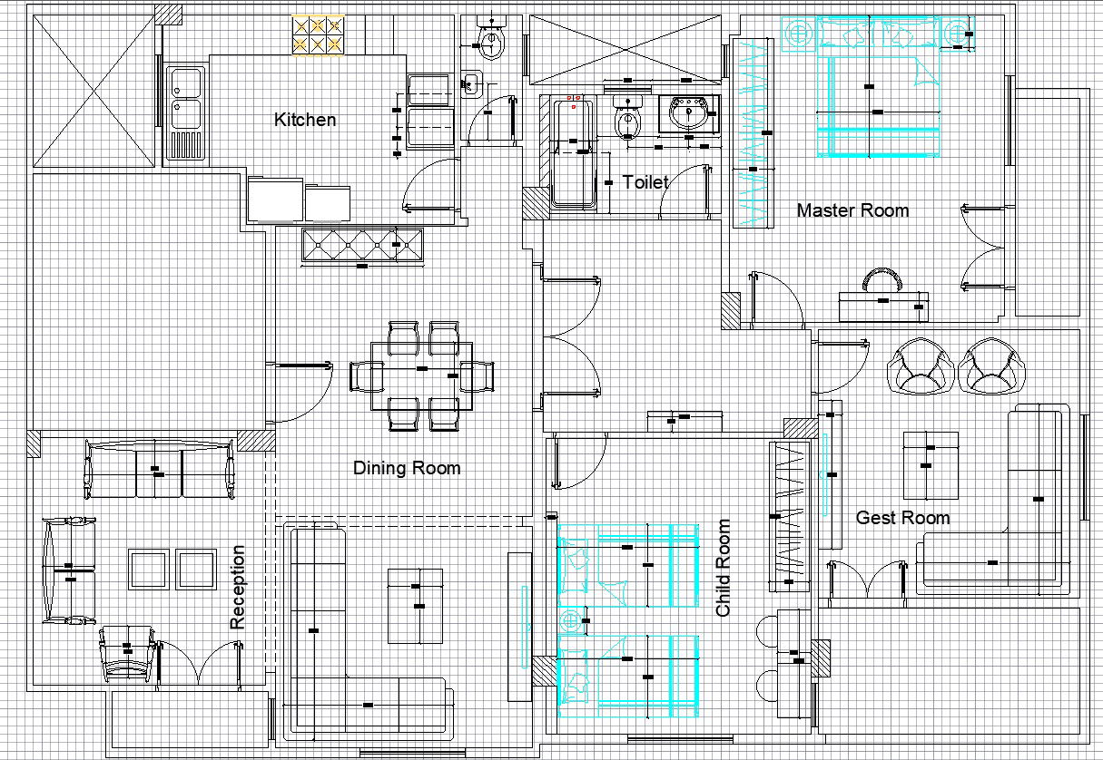 House Architecture Layout and Structural AutoCAD File