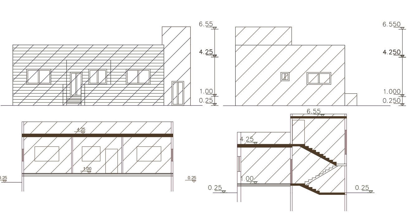 House Building Design DWG File (160 Square Yards)