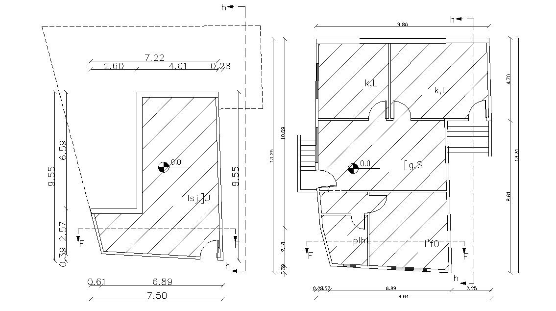 House Building Design Plan With Terrace Floor CAD File