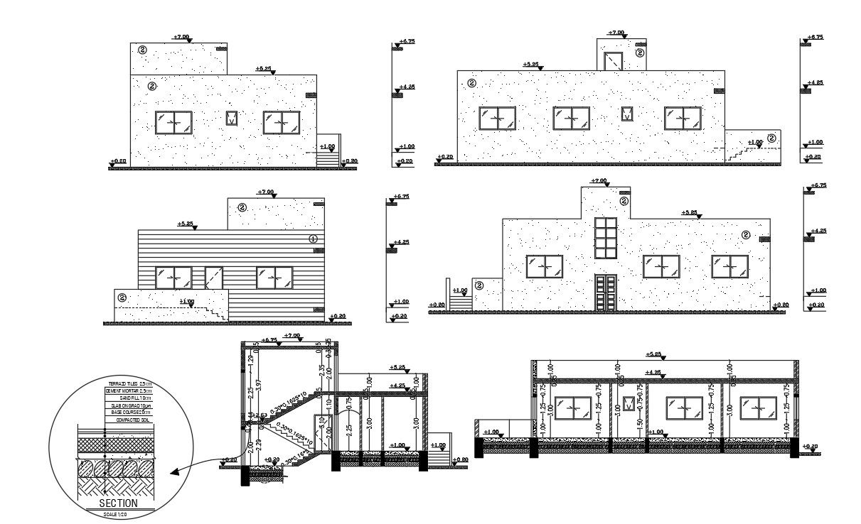 House Building Design With Wall Insulation Sectional drawing