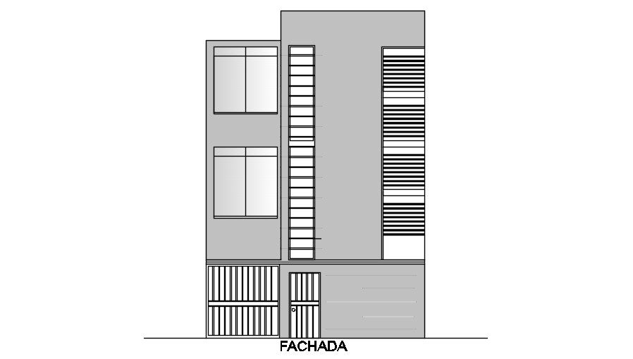 House Building Front Elevation design Download DWG File