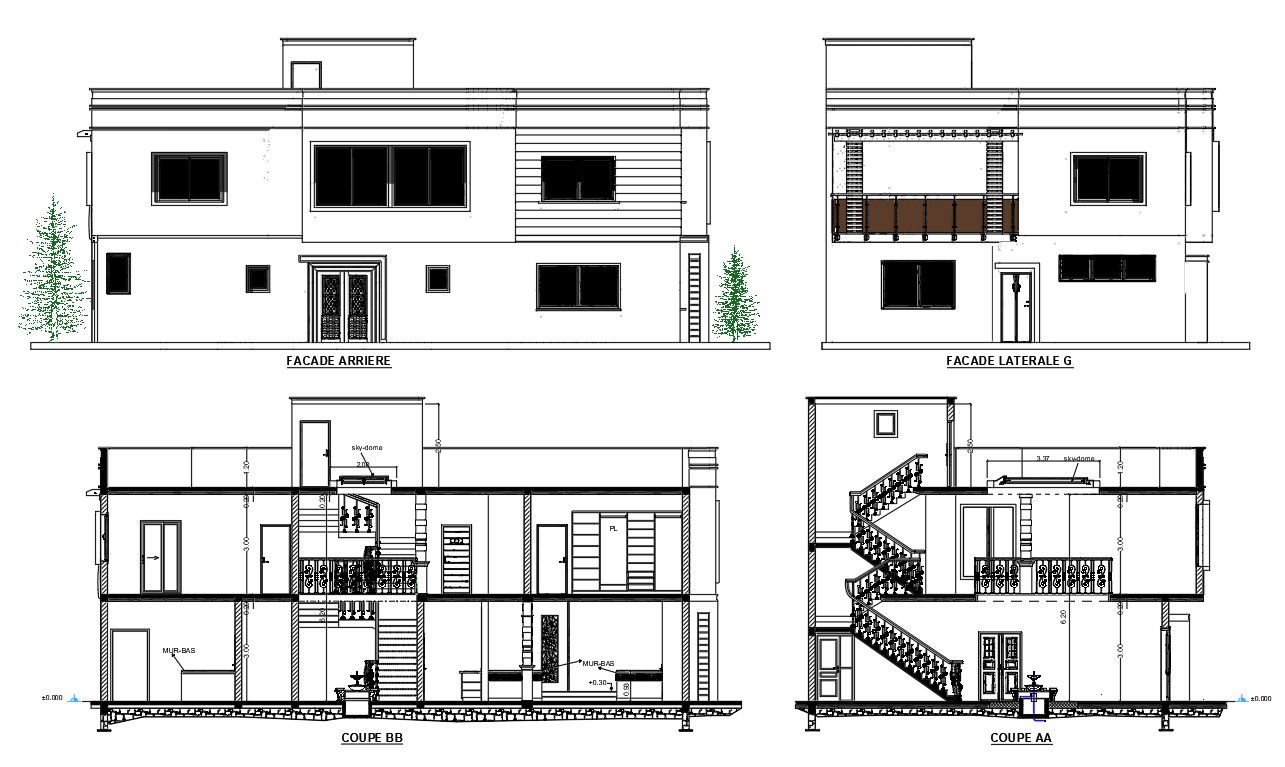 House Building North And East Facing Sectional Elevation Design