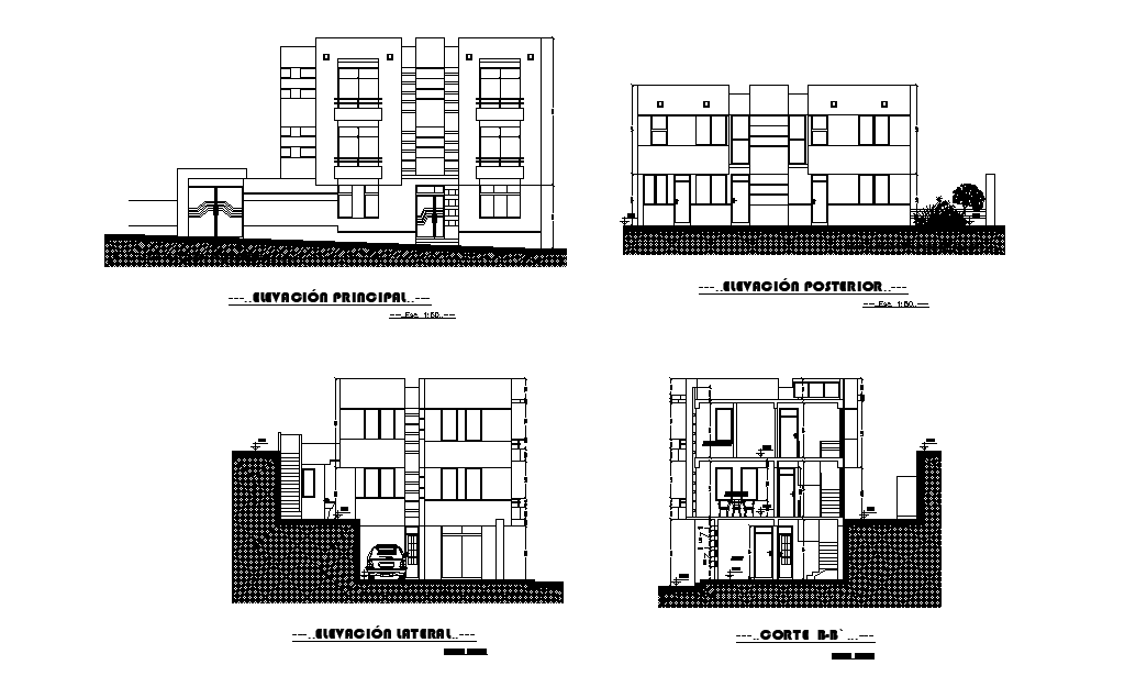 House Building Section And Elevation CAD Drawing DWG File