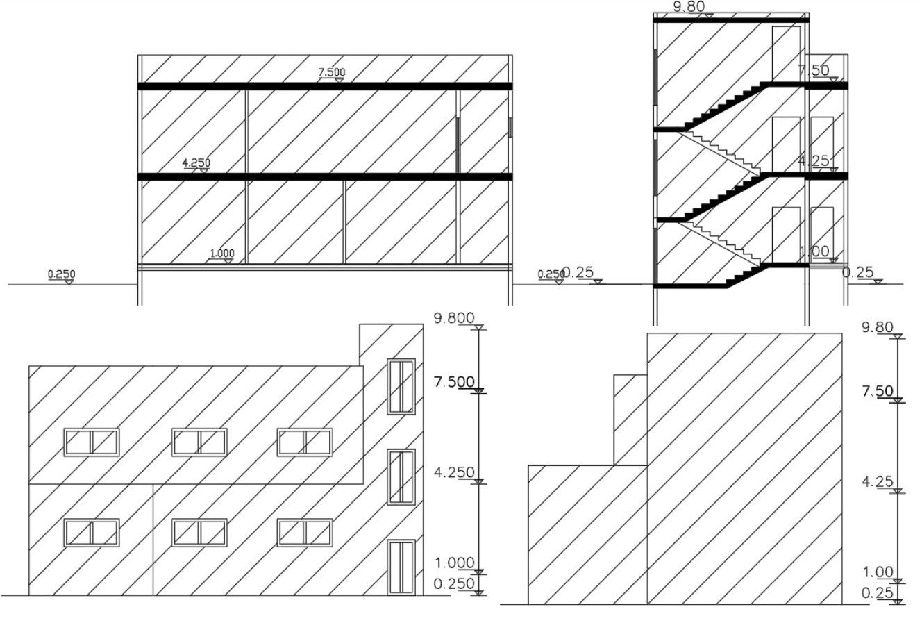 House Building Section And Elevation Design DWG File