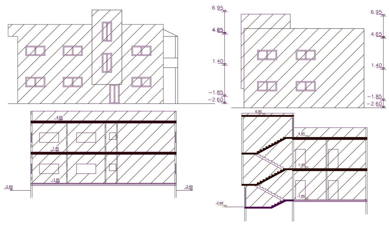 House Building Sectional Elevation Design (252 Square Feet)