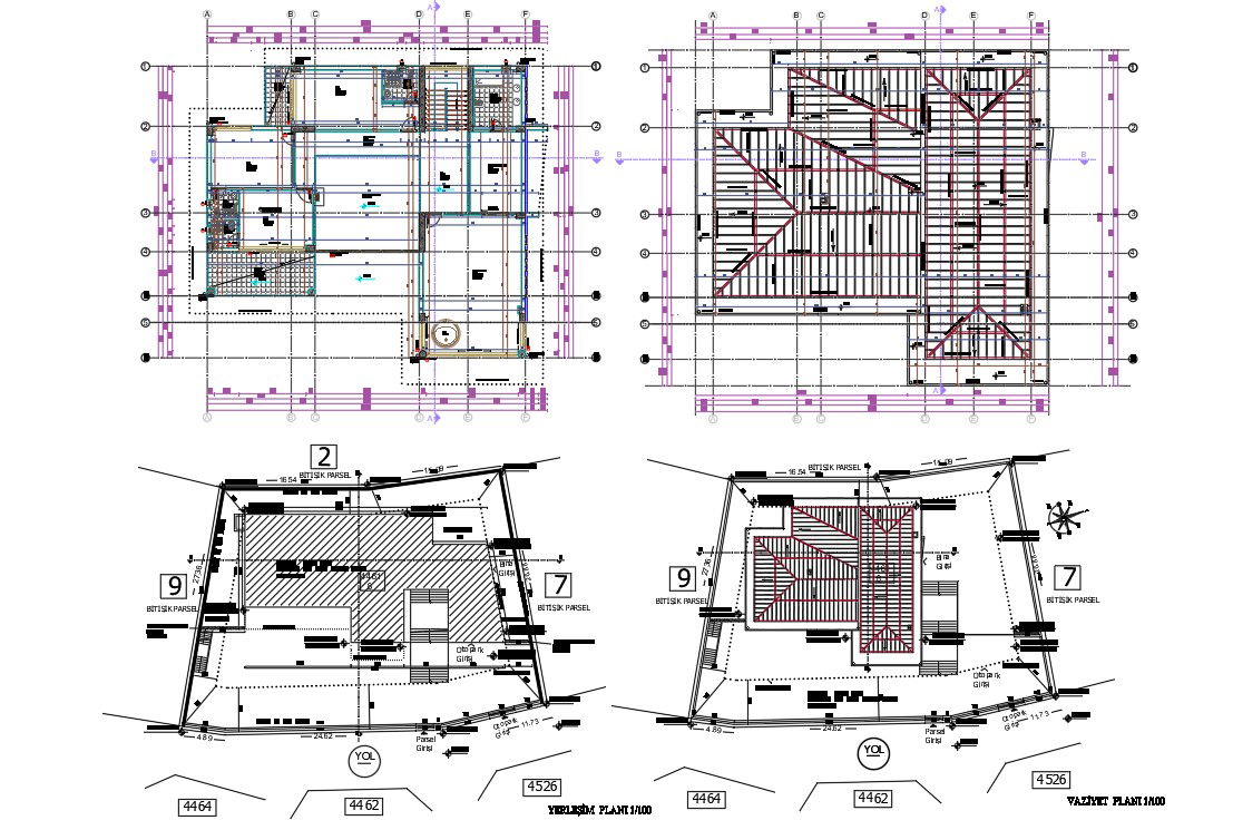 House Center Line Plan With Span Roof Design DWG File