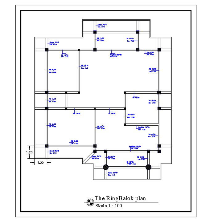 House Column Layout Plan Drawing Free Download DWG File