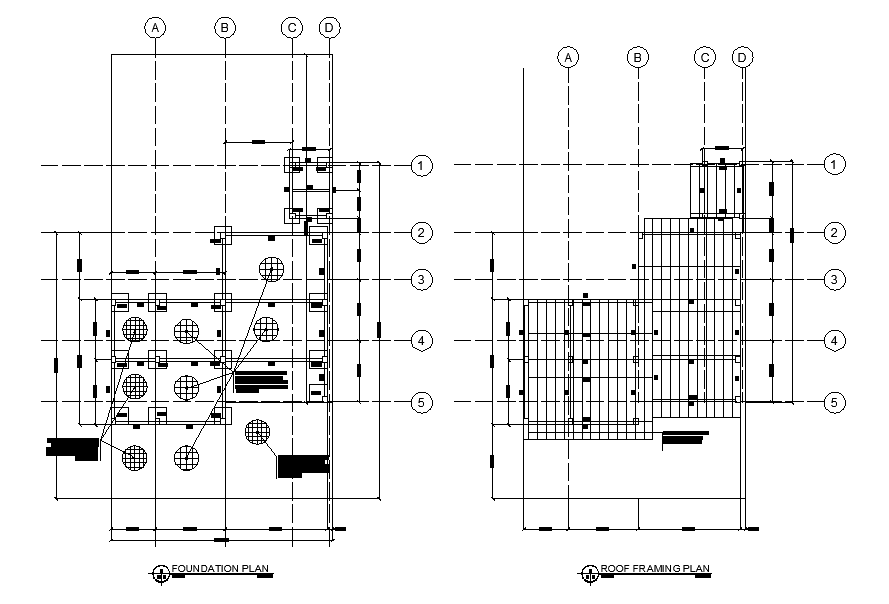 House Construction Foundation plan And Roof Framing Plan DWG File
