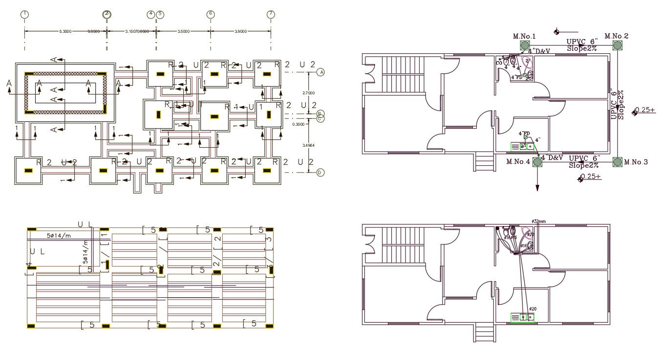 House Construction With Plumbing Plan Design DWG File