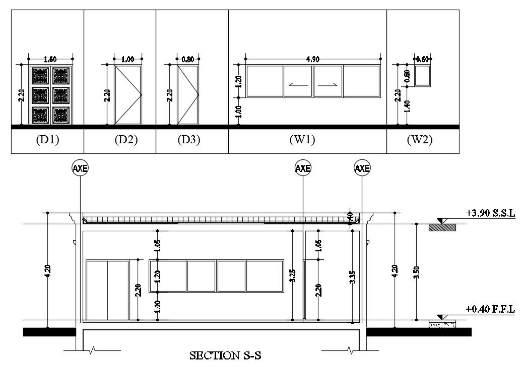 House Door And Window Marking Drawing Download DWG File