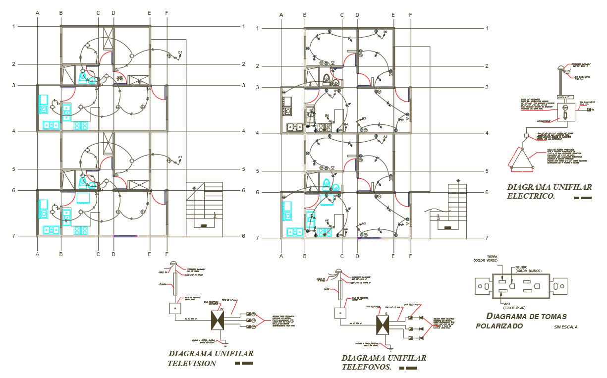 House Electrical And Single Line Television Wiring Plan