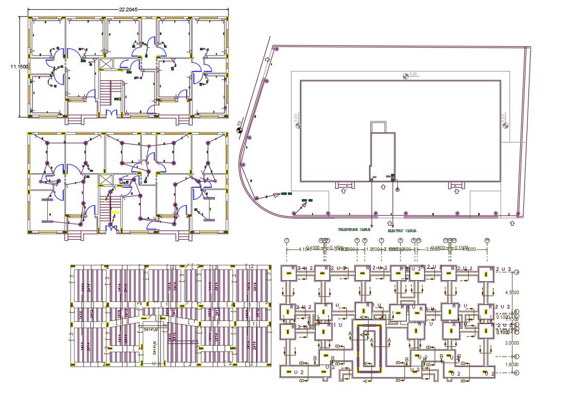 House Electrical Plan With Construction Plan CAD Drawing