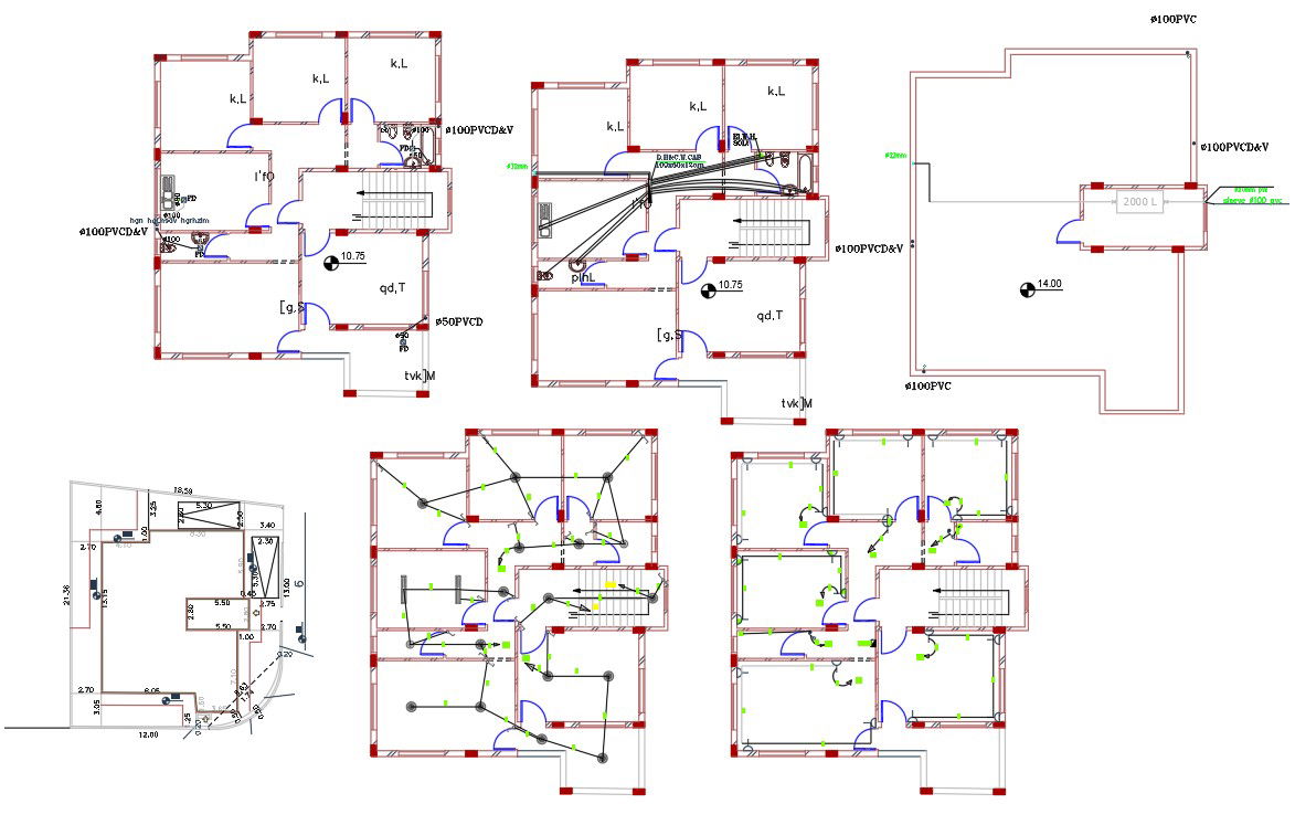 House Electrical and Plumbing Layout Plan Drawing