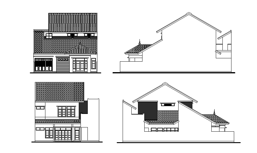 House Elevation AutoCAD Drawing DWG File Free Download