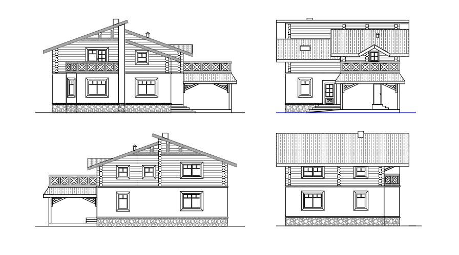 House Elevations AutoCAD Plan Download
