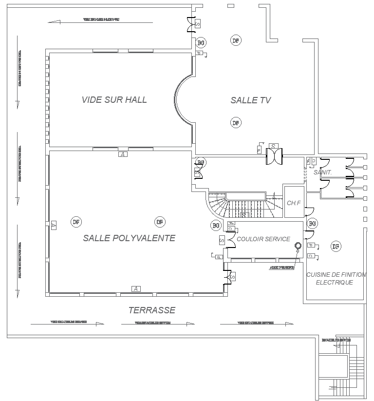 AutoCAD Floor Design of Home Plan with Kitchen & TV Room