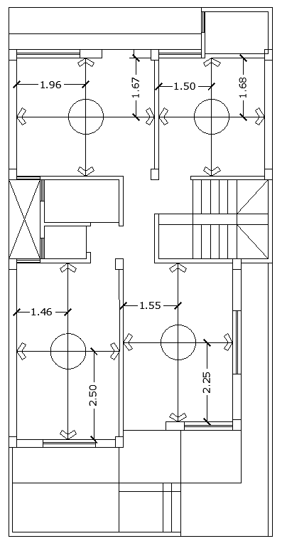 House Floor Plan with Room Sizes and Stair DWG Layout