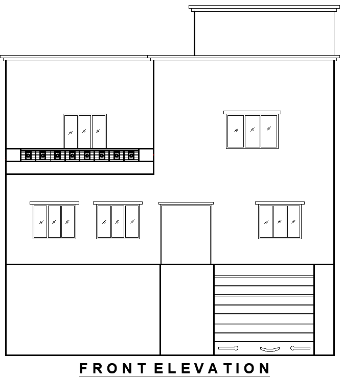 House Front Elevation Design DWG File in AutoCAD Format