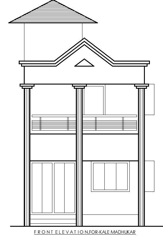 House Front Elevation Layout Plan in AutoCAD DWG File