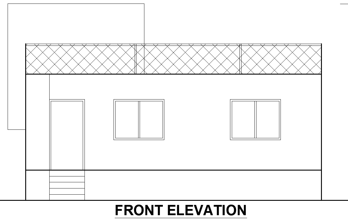 Modern House Front Elevation Layout Plan in DWG Format