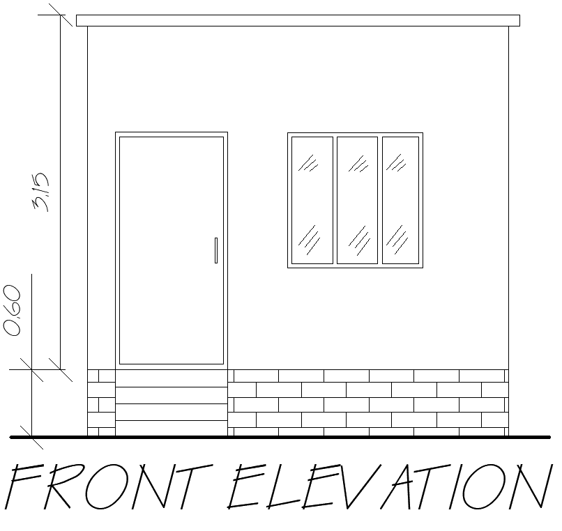 Modern House Front Elevation Plan in DWG CAD Drawing