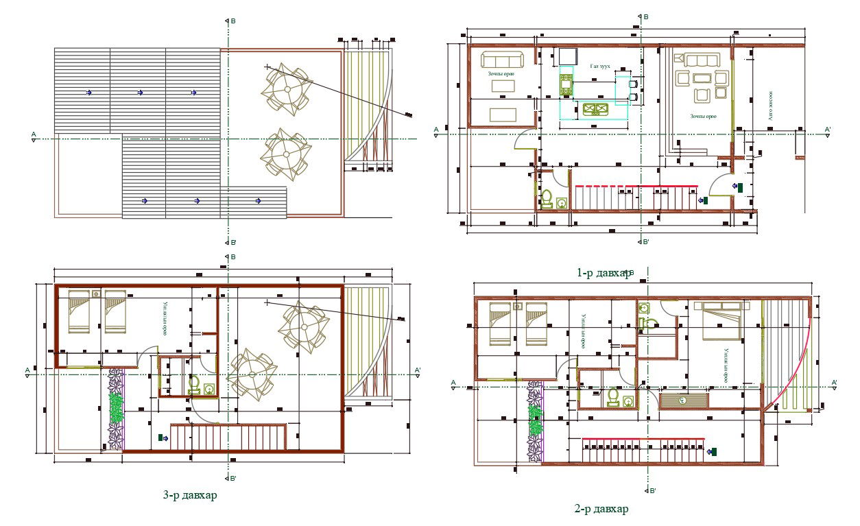 House Furniture Layout Plan Design DWG File