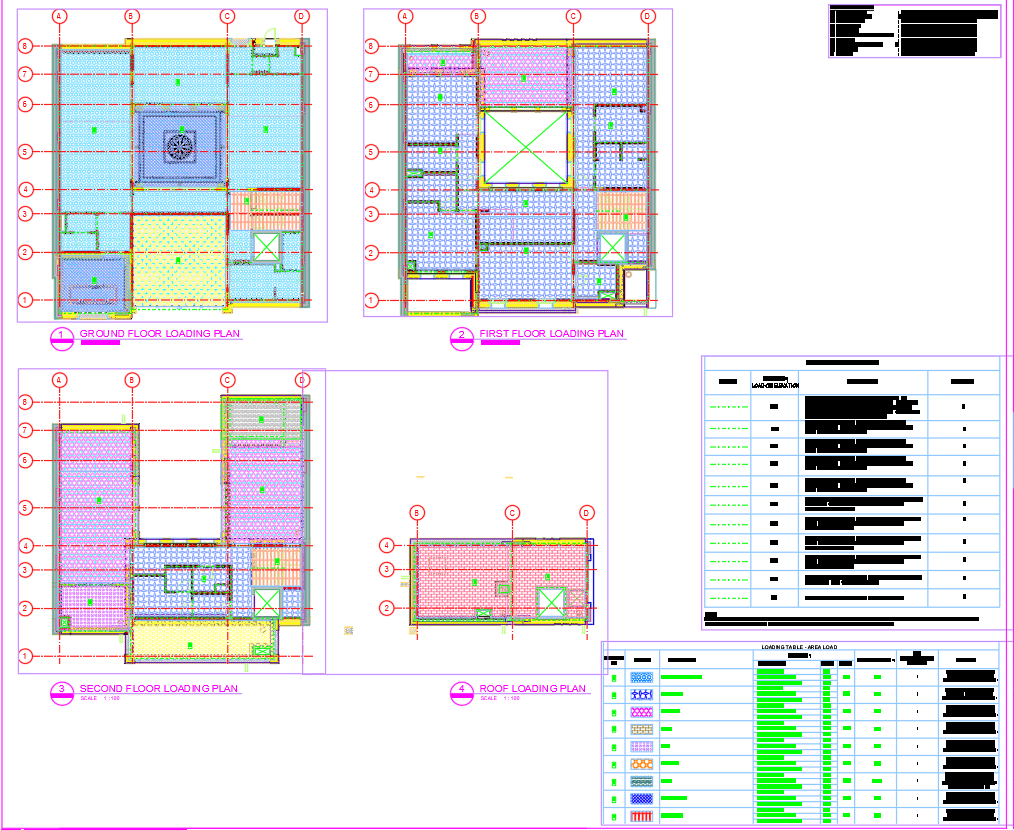 House Ground, First, Second Floor & Roof Loading Plan DWG