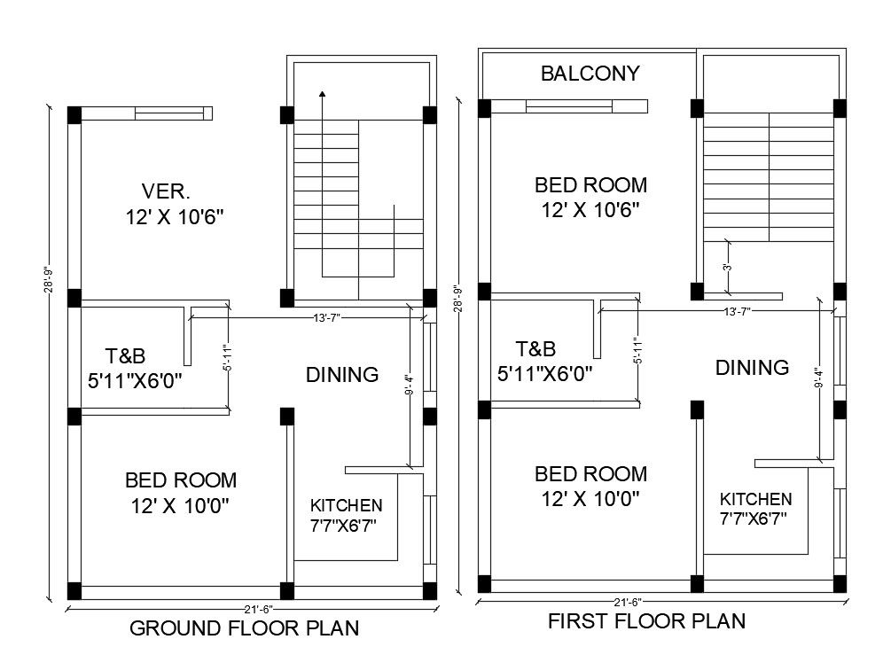 House Ground Floor And First Floor Plan Drawing DWG File