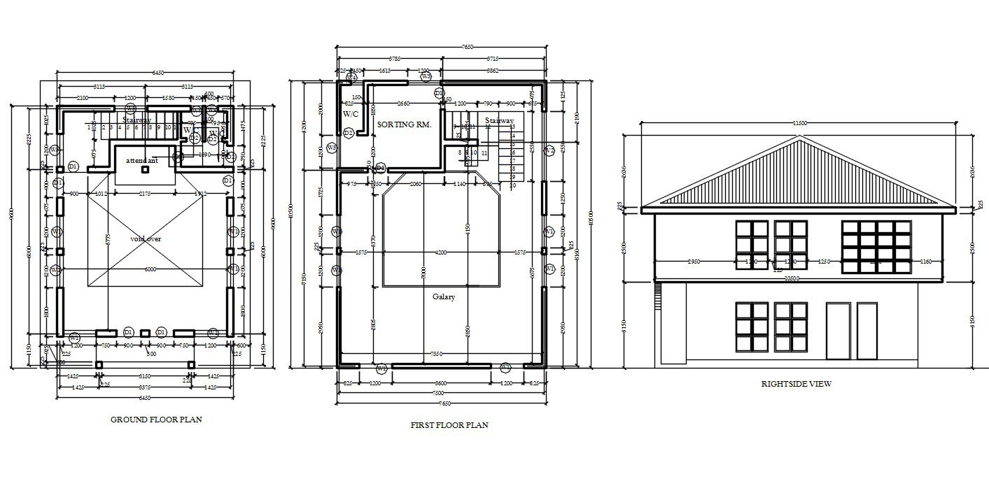 House Ground Floor And Frost Floor Plan With Front Elevation Design DWG File
