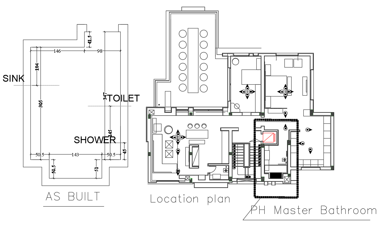 House Layout Plan With Master Bathroom CAD Drawing DWG File