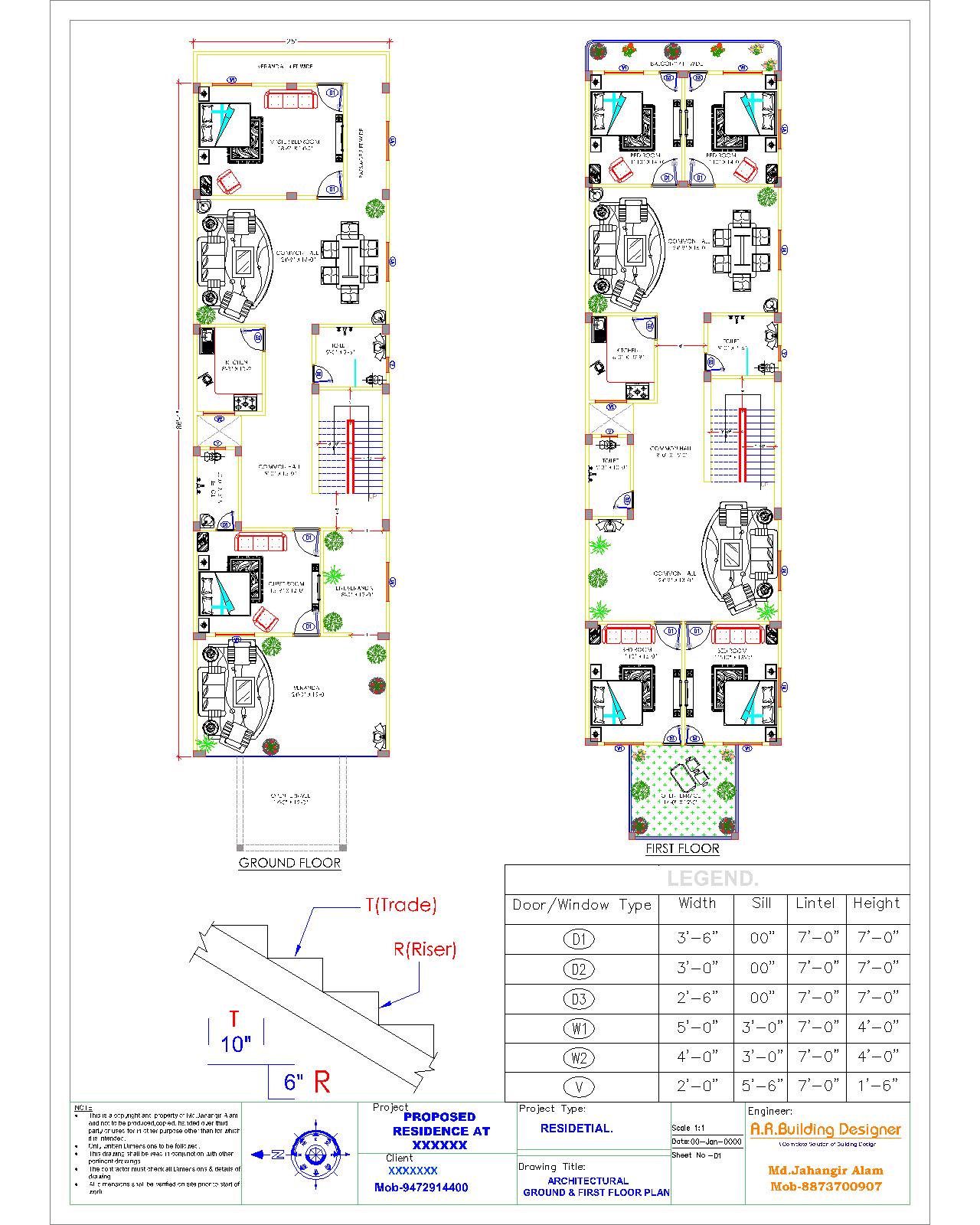 House Plan 25'X86' Drawing AutoCAD DWG File