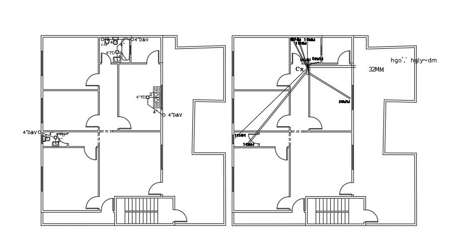 House Plan Drainage Layout DWG File