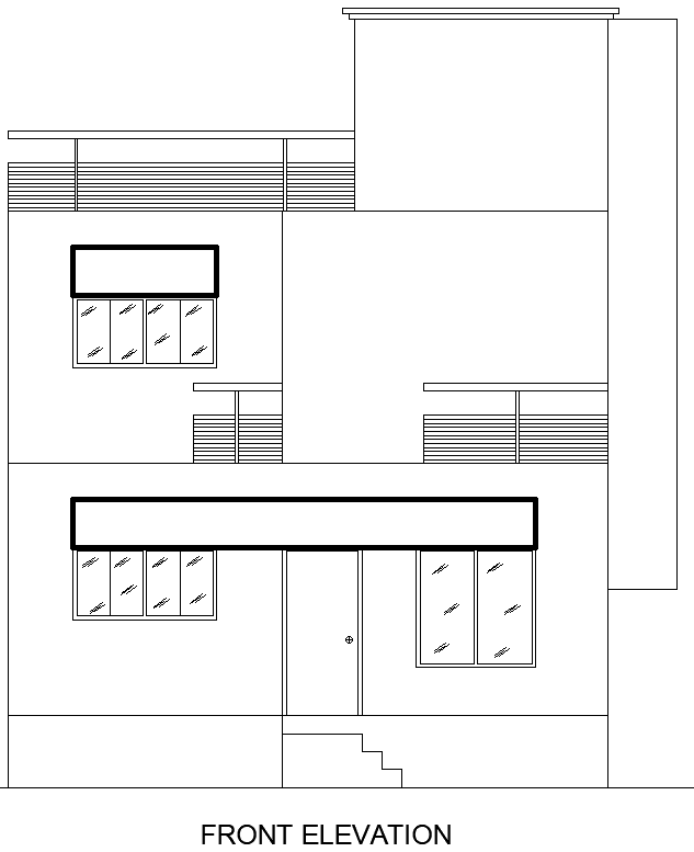 House Front Elevation Layout Plan in AutoCAD DWG Format