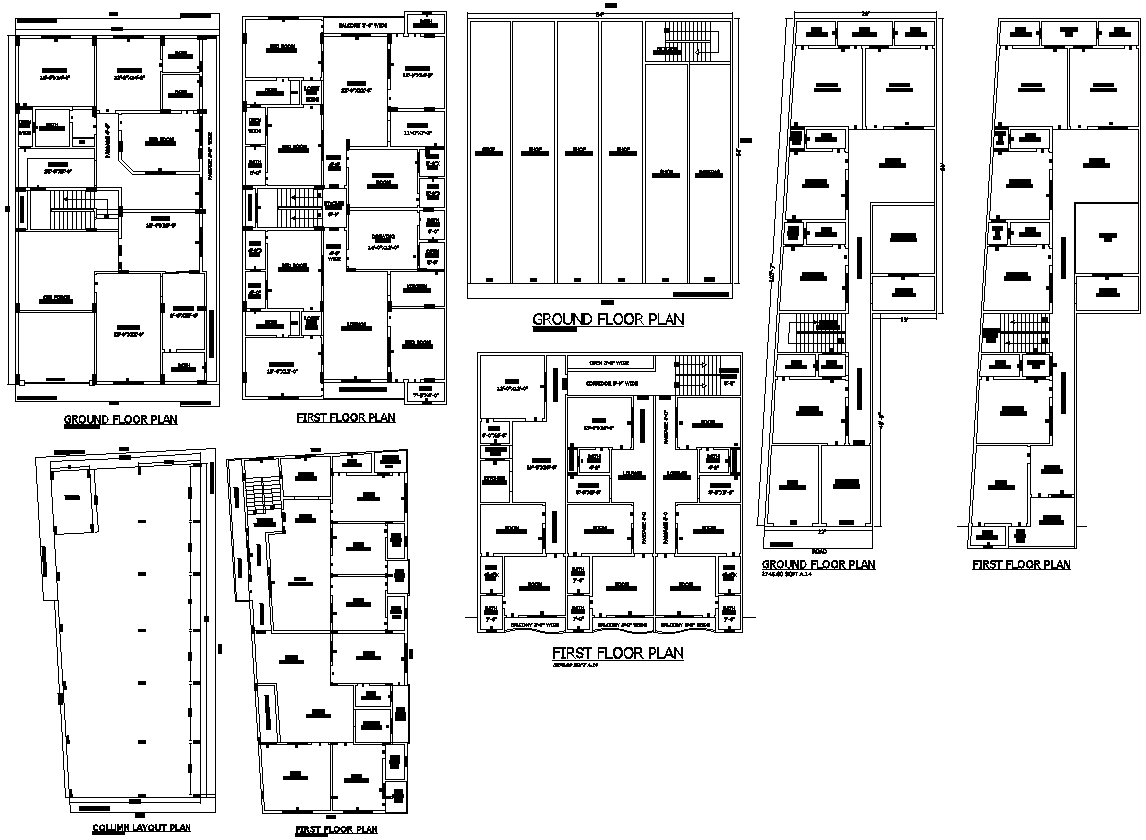 House and Shop Layout with Column Details AutoCAD File