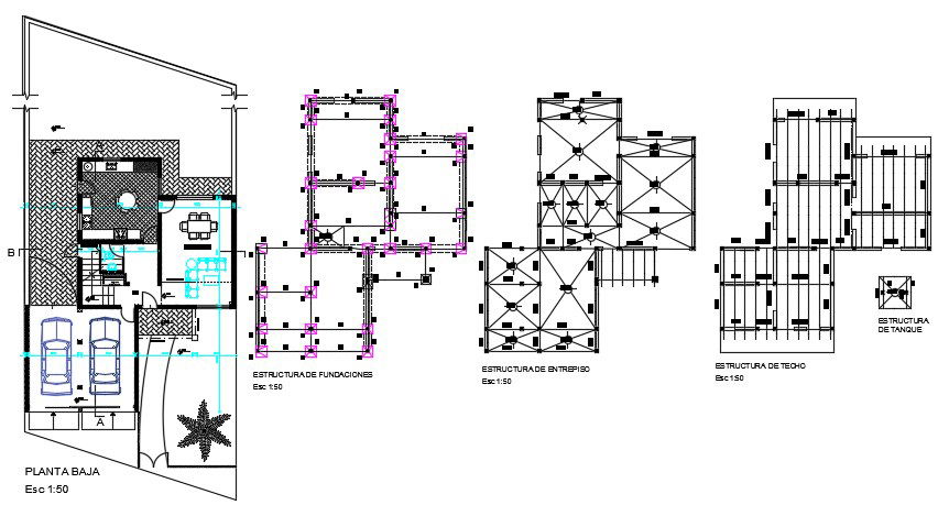 House Plan With RCC Construction And Foundaton Plan AutoCAD File