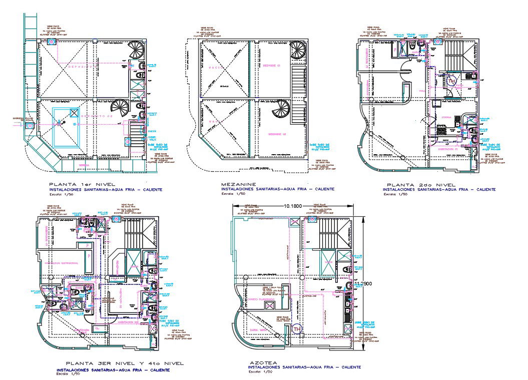 House Plan With Sanitary Ware Installation Design CAD Drawing