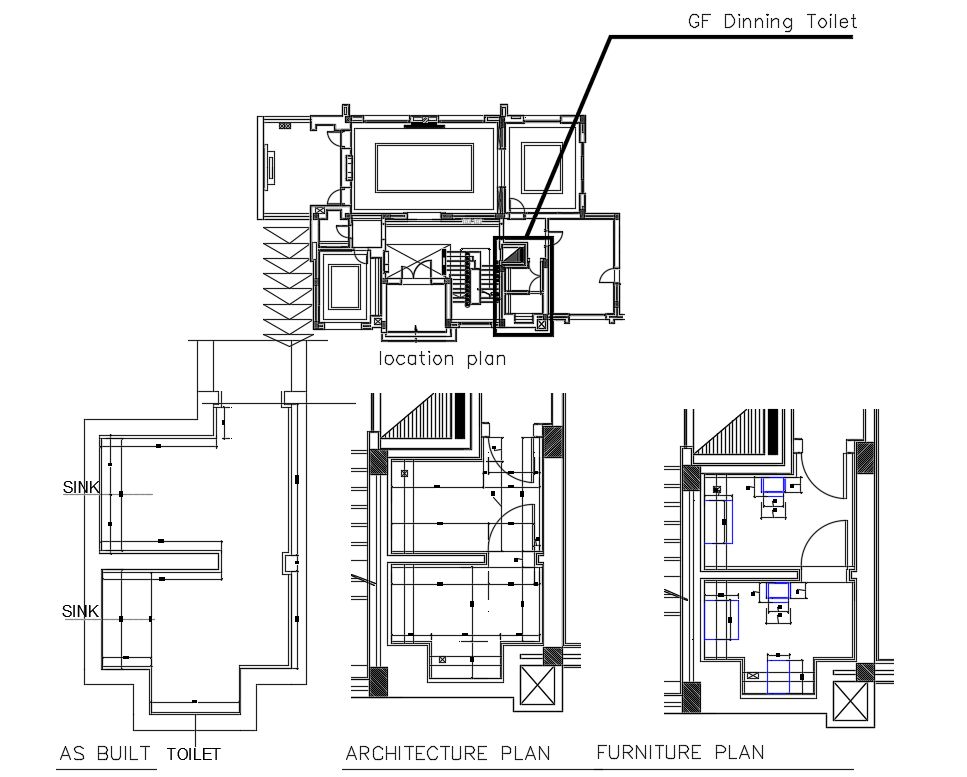 House Plan With Toilet Specification CAD Drawing DWG File