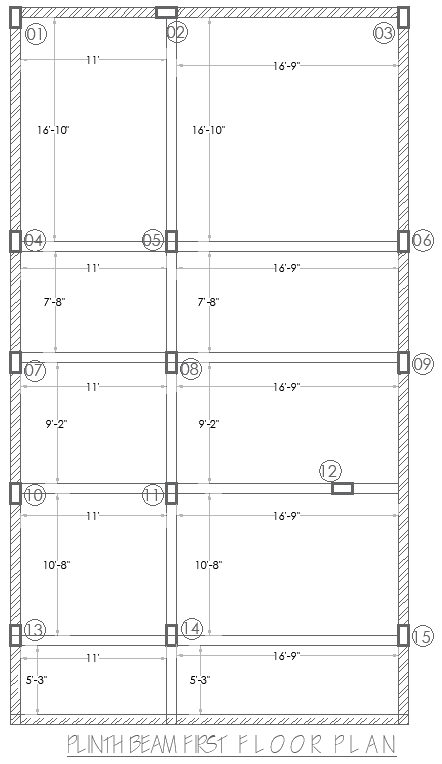 House Plinth Beam First Floor Structural Plan Design AutoCAD DWG