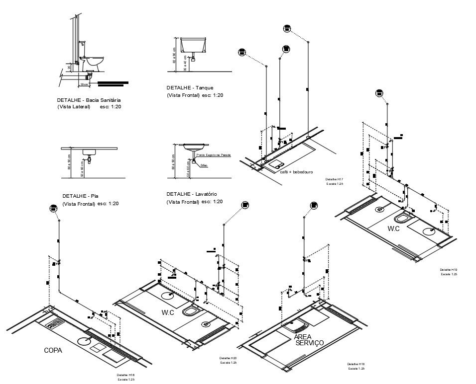 House Plumbing Pipe Isometric Drawing DWG for Kitchen and Bathroom