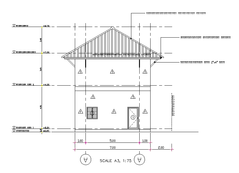 House Rear Elevation Design Download DWG File