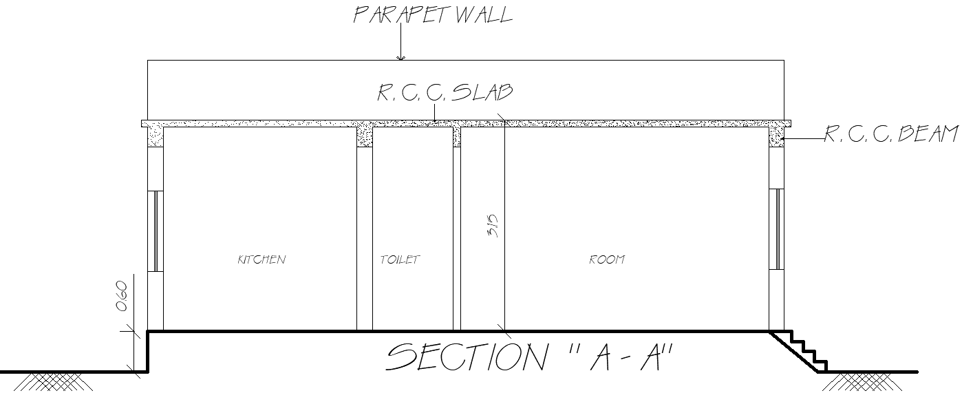 House Section Layout Details in AutoCAD DWG Drawing