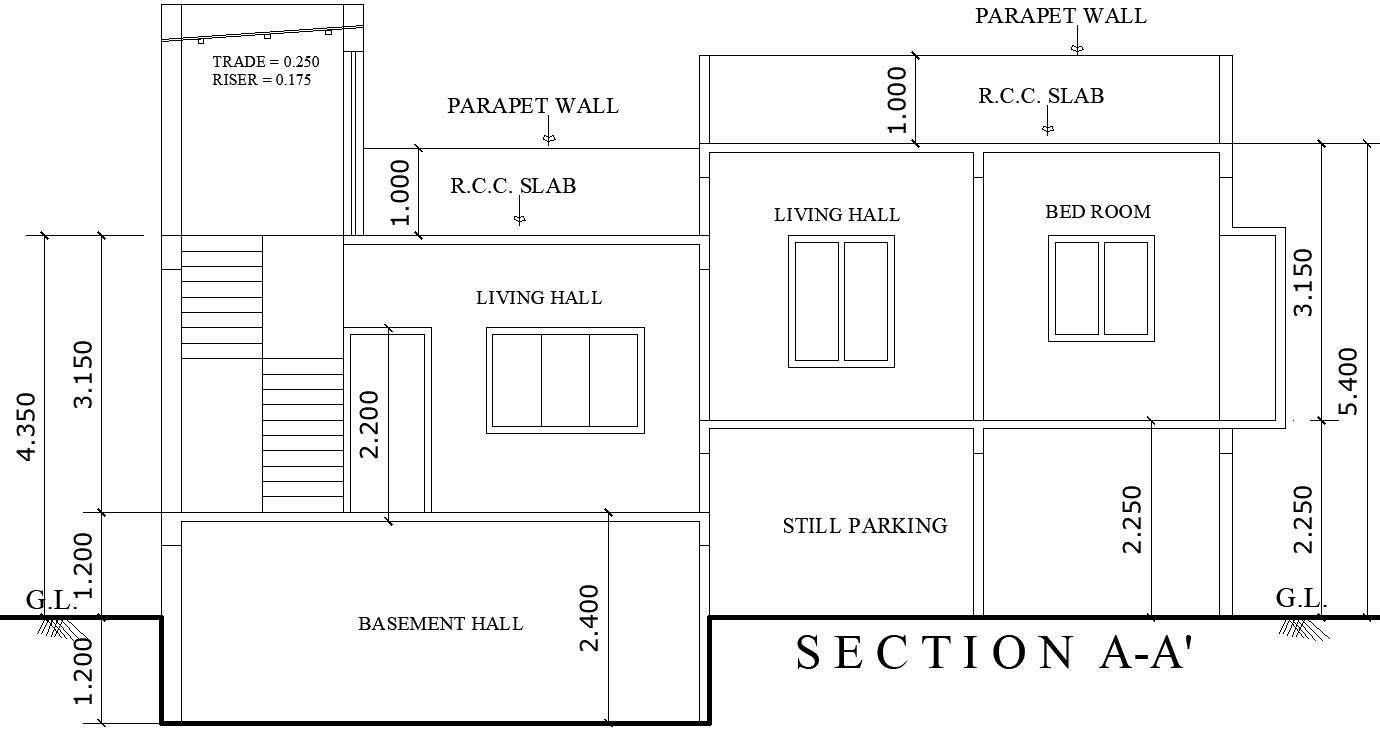 Detailed House Section Layout Plan Design in DWG File