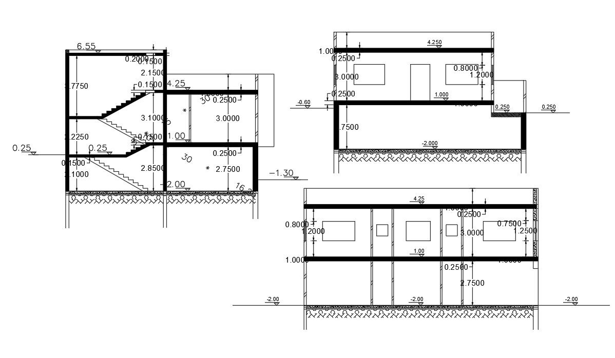 House Section With AutoCAD Dimension In DWG File