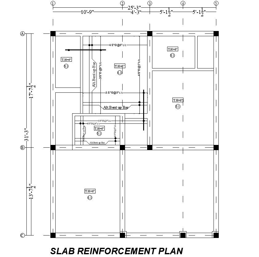 House Slab Reinforcement Plan with DWG AutoCAD Layout