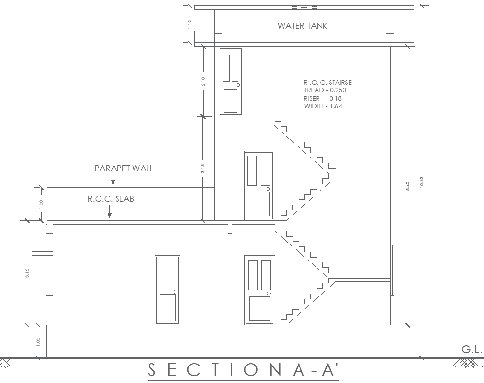 House Stair Section Layout Design – AutoCAD DWG File