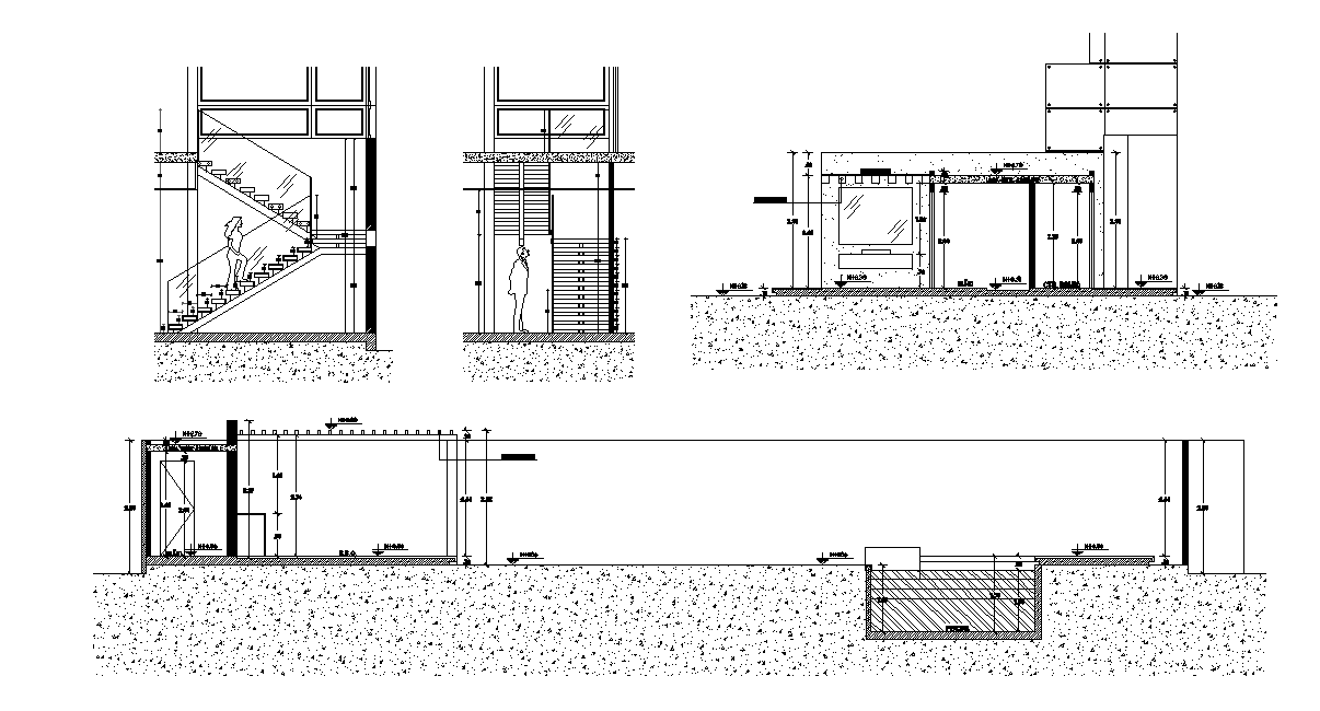 House Staircase And Swimming Pool With Garden Section CAD Drawing DWG File