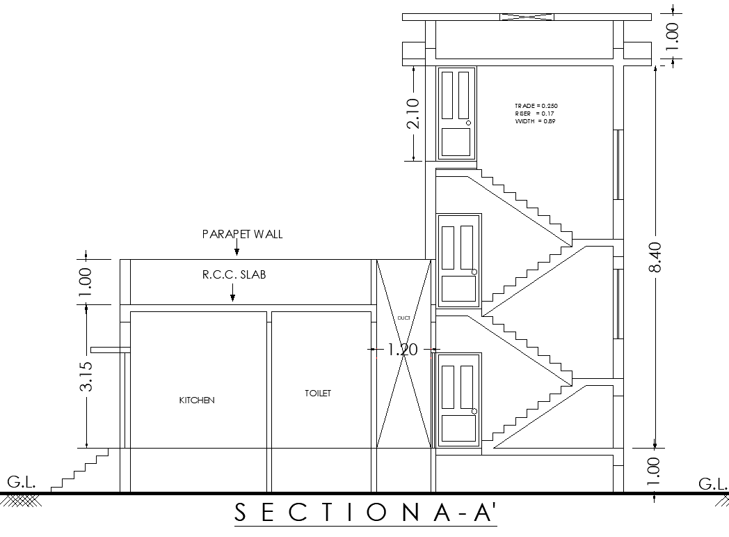 House Staircase Section Layout Design - AutoCAD DWG File
