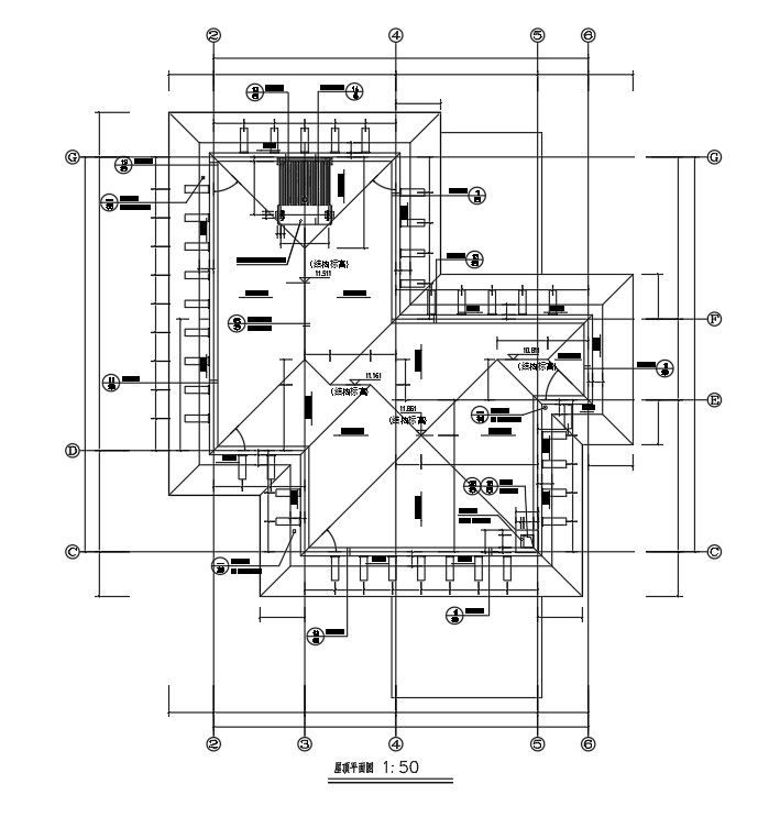 House Top Roof plan AutoCAD Drawing Free Download DWG File