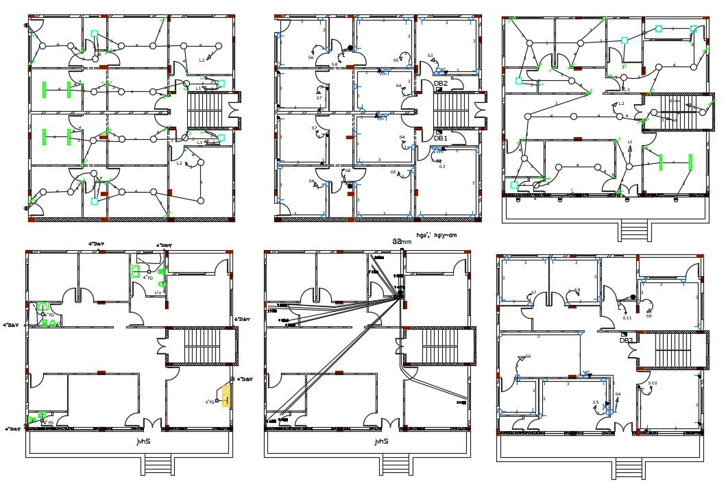 House Wiring Plan And Plumbing Layout Design DWG File