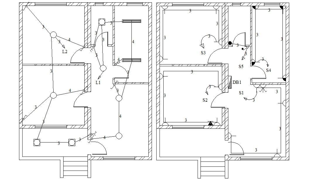 House Wiring Plan Drawing AutoCAD File